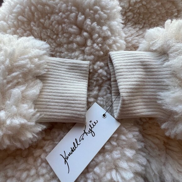Kendall & Kylie Ivory Faux Fur Jacket w/ Ribbed Hem & Cuffs Womens Size XL - Picture 10 of 11